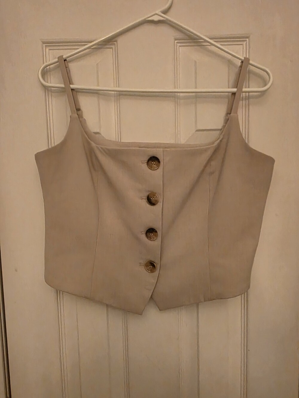 Rachel Zoe Taupe Button-Front Cropped Cami